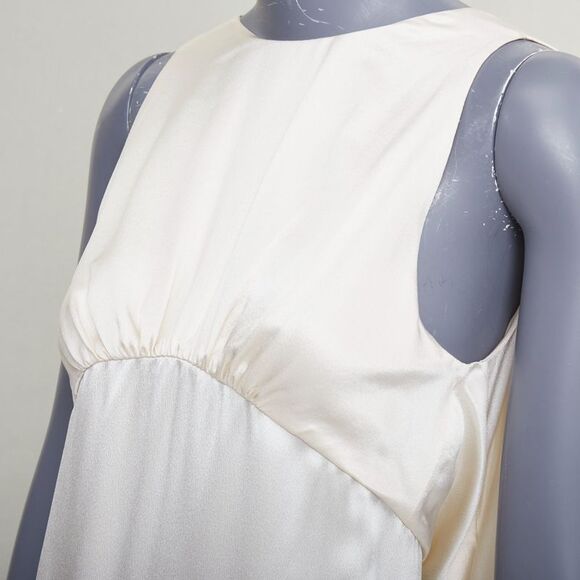 SAINT LAURENT 2022 Runway Bridal ivory silk satin draped empire gown FR34 XS - Picture 2 of 9